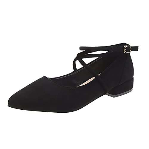 Balerinaschuhe Damen Schwarz Mit Absatz Mokassins Hausschuhe Damen Schuhe Bequeme Pumps Flache Schuhe Zum Abendkleid Elegant Für Hochzeit Sandalen Sommer Ballerinas Slip On Pantoffeln Schuhe von HolAngela