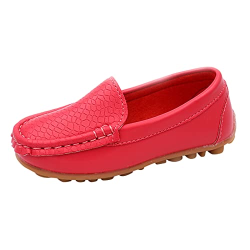 Bootsschuhe Uniformschuhe Slip On Loafer Mädchen rutschfest Freizeitschuhe Kinderschuhe Slip on Tanzschuhe Einzelne Schuhe Schulschuhe Mary Jane Flache Schuhe Mokassins für Mädchen (Red, 27) von HolAngela