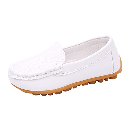 Bootsschuhe Uniformschuhe Slip On Loafer Mädchen rutschfest Freizeitschuhe Kinderschuhe Slip on Tanzschuhe Einzelne Schuhe Schulschuhe Mary Jane Flache Schuhe Mokassins für Mädchen (White, 22) von HolAngela