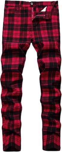 WINARA Herren Chino Hose Chinohose Anzughose Anzug Herrenhose Röhrenhose Pants Elegant Business Slim Fit Klassisch Classic Basic Herren (DE/NL/SE/PL, Alphanumerisch, 3XL, Regular, Regular, rot) von WINARA