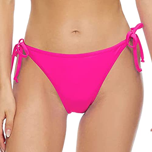 Triangel Bikinihose für Damen String Bikini Hose Frauen Side Tie Tanga Bikinishorts Damen Bikini-Unterteil Badeslip Damen Sportbikini Schwimmhose Strandshorts Badeshorts Strandbikini (Hot Pink, XXL) von HolAngela