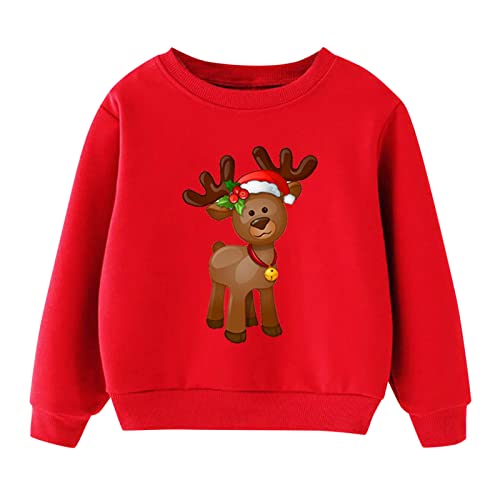 Weihnachten Cartoon Sweatshirt Tops Xmas Outfit Weihnachtspullover Weihnachtsmann Tops Lustige Rentier Druck Weihnachten Tops Weihnachts Pulli Jungen Mädchen Lose Winterjacke (1B-G, 18-24 Monate) von HolAngela