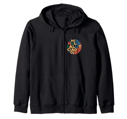 Lustiges Hallo Wie sagt man Hallo auf Französisch Wie sagt man Hallo auf Italienisch Kapuzenjacke von Hola Salut Cio Oi How To Say Hi In Spanish Shirt