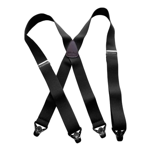 Halterlose Hosenträger für Herren – Ski-Hosenträger 3,8 cm – USA patentierter schwarzer Verbundkunststoff, robuste Greiferverschlüsse, Schwarz, 3,8 cm (1 1/2 Zoll), Größe XL von Hold-Up Suspender Co.