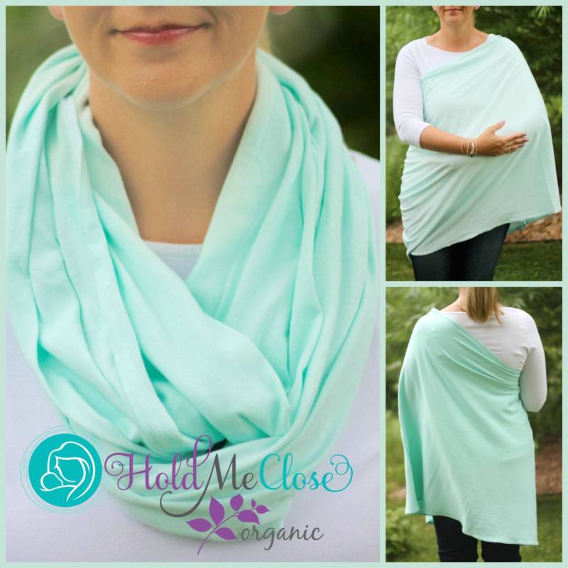 Sommerverkauf Icy Mint 100% Bio Baumwolle Halten Mich Nähe Stillschal - Stillabdeckung Infinity Stillponcho von HoldMeCloseNursing