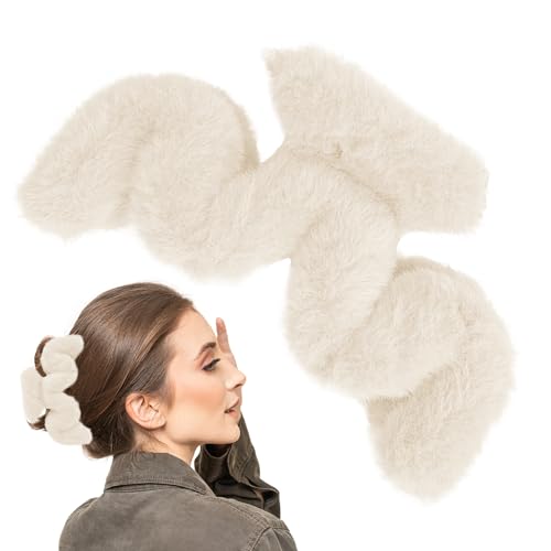 Flauschige Haarklammer - Plüsch-Haarspange in Wellenform,Große Klammerklammer, Haarschmuck für dickes langes Haar, große Haarspange für Frauen und Mädchen für den täglichen Gebrauch Holdes von Holdes