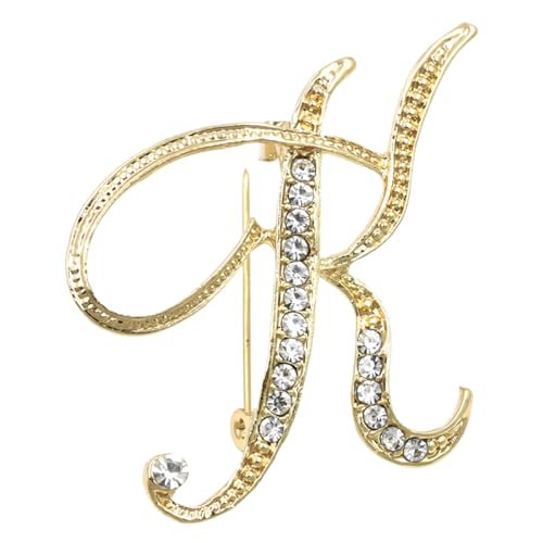 Goldene Buchstaben-Brosche mit Initiale,Goldene Broschen in Buchstabenform für Damen - Anstecknadel-Schmuck, Initial-Strass-Brosche, Buchstaben-Ornamente für Freundin, als Geschäfts-, Holdes von Holdes