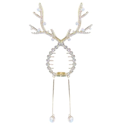 Haarclips mit Strasssteinen, Weihnachts-Rentier mit Strasssteinen, rutschfeste Hirschgeweih-Manschette, glitzernde Weihnachtsfrisur für Damen und Mädchen Holdes von Holdes