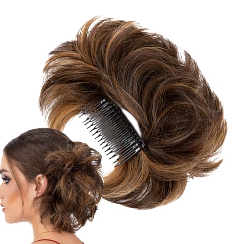 Haarknoten-Haarteil, unordentliche Haarknoten, Haarteil, Verlängerung, lockig, gewellt, unordentlich, synthetisch, Clip-in-Haarklammer für Damen, Hochsteckfrisur Holdes von Holdes