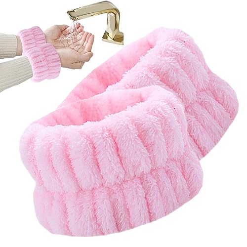 Handgelenkwaschbänder | 2 Stück Coral Fleece Spa-Armbänder saugfähig | Elastische Spa-Armbänder, Haargummis für Frauen, flauschige Handgelenkhandtücher zum Waschen des Gesichts, für Übungen, Holdes von Holdes