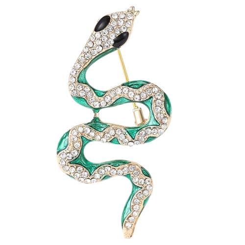 Holdes Grüne Schlangenbrosche für Frauen | Emaille Schlangenbrosche Strass Snake Pin Pin Brosche für Frauen Mode Kreative Schmuck Zubehör Hochzeit von Holdes