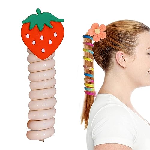 Holdes Haargummis mit Spulen, Handyschnur, Pferdeschwanz-Halter für Teenager, Haarspulen für Mädchen, Handyschnur, Pferdeschwanz-Halter, wasserdichtes Haarzubehör von Holdes