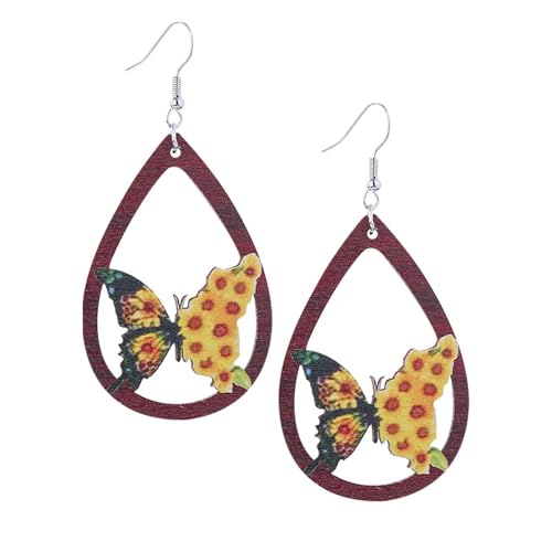 Holdes Herbst-Ohrringe für Damen, Herbstschmuck, Ahorn-Schmetterling, Ernte, Kürbis, baumelnde Tropfenohrringe, baumelnde Ohrringe, bemalte Holzohrringe, Refer to description, Siehe Beschreibung von Holdes