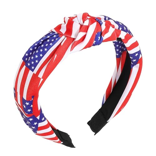 Holdes Stirnband mit amerikanischer Flagge, patriotisches Stirnband für Damen | Patriotischer Haarreifen für Frauen | Weicher Haarschmuck zum Gedenktag, Kopfschmuck mit amerikanischer Flagge für von Holdes