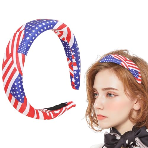 Holdes Stirnband mit amerikanischer Flagge, patriotisches Stirnband für Damen | Rutschfester Unabhängigkeitstag-Haarreifen,Weiche Kopfbedeckungen mit amerikanischer Flagge für Strand, Party, Yoga, von Holdes