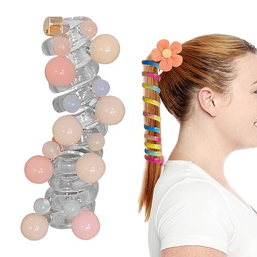 Spiral-Haargummis - Pferdeschwanzhalter Für Teenager - Stilvolle Und Wasserfeste Haargummis, Twisty-Haargummi, Transparente Spiral-Haargummis, Haar-Accessoires Für Kinder von Holdes