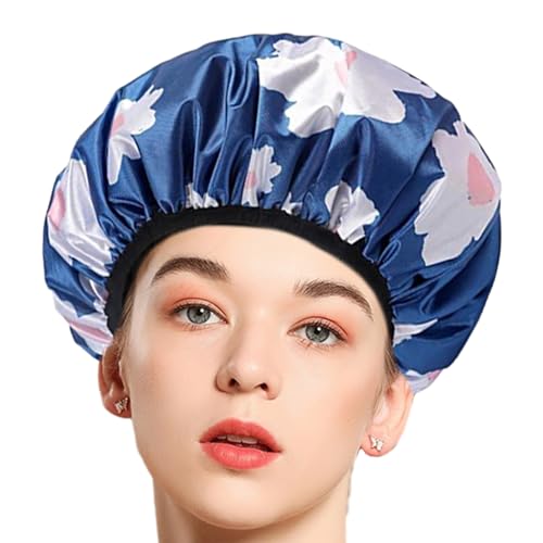 Wiederverwendbare Duschhauben für Frauen - Verstellbare 3-lagige Badehaarmütze - Elastische Badekappen, Wasserdichter Haarschutz Haarkappe für Spa-Salon, langes Haar Holdes von Holdes