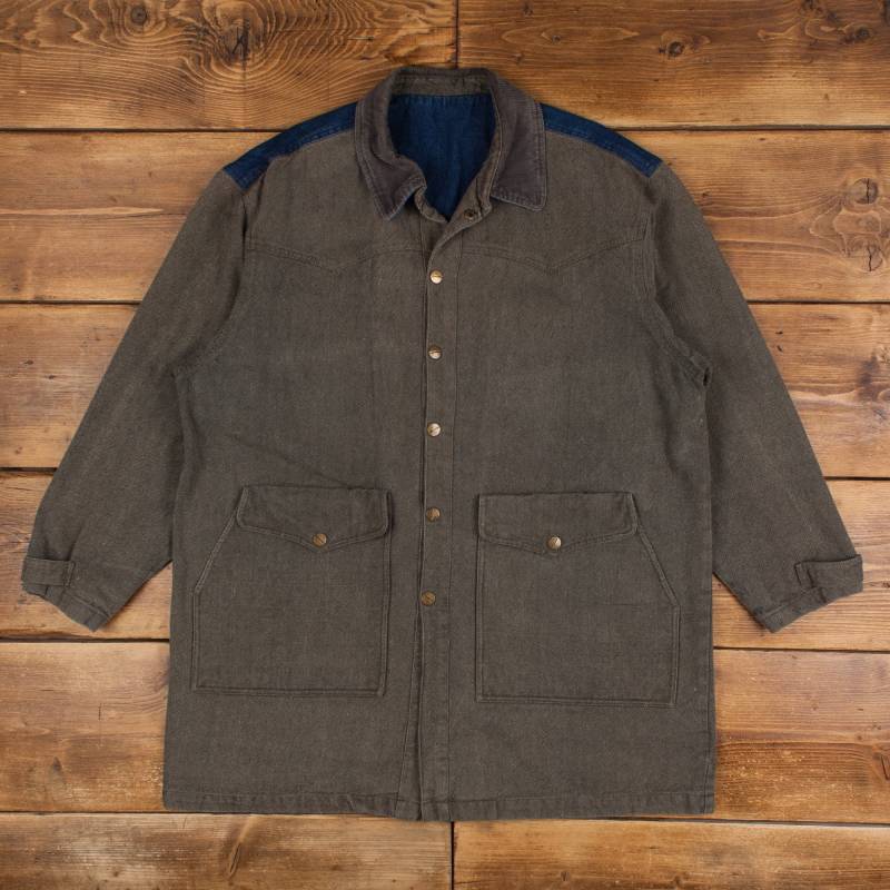 Vintage Gorgon & Ferguson Workwear Mantel Xl 80Er Jahre Longline Grau Snap von Holdwest