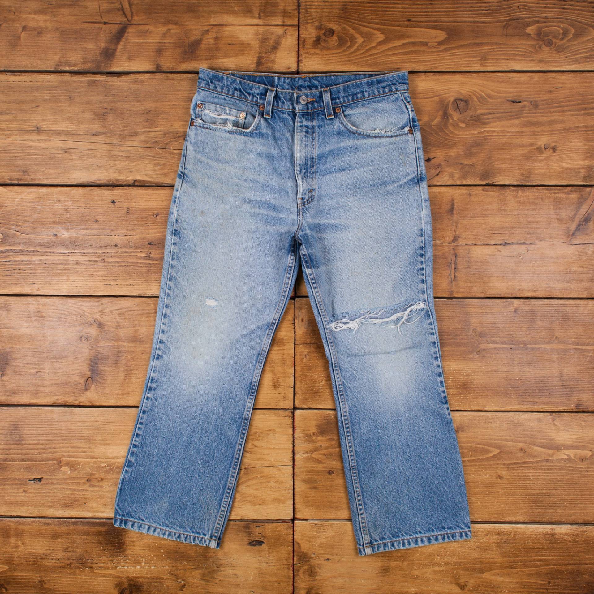 Vintage Levis 517 Jeans 33 X 26 Usa Made 90S Stonewash Bootcut Blue Red Tab von Holdwest