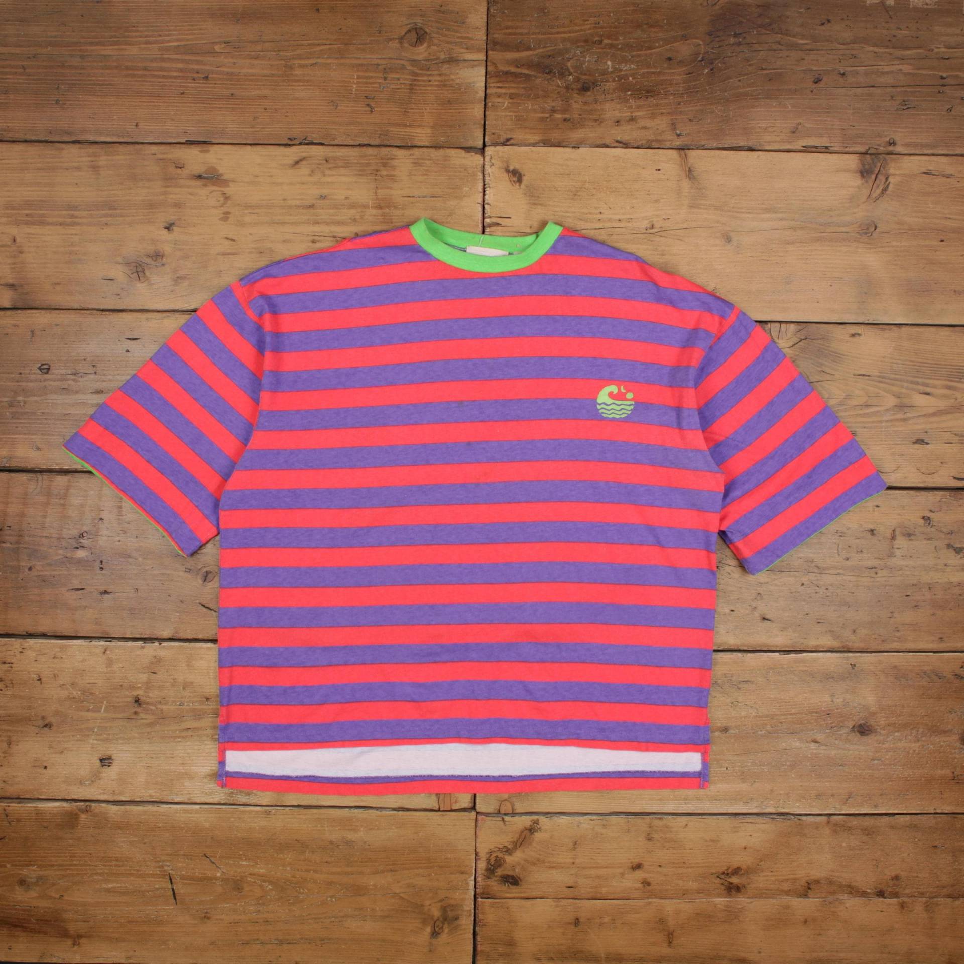 Vintage Pharsport T-Shirt Xl Herren Lila 90Er Jahre Striped Boxy Single Stitch von Holdwest