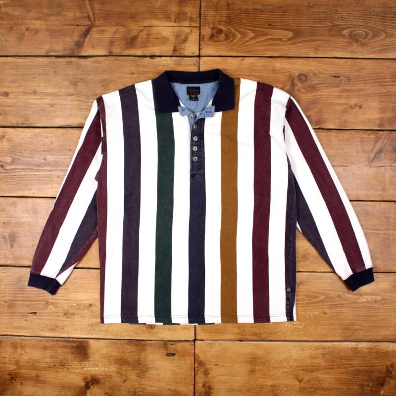 Vintage Poloshirt T-Shirt L Struktur Langarm Streifen Mehrfarbig Vintage Poloshirt T-Shirt L Struktur Langarm Streifen Mehrfarbig von Holdwest
