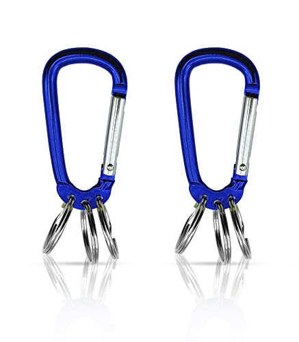 Holesto® Karabiner Schlüsselanhänger 2er Set - Schlüssel Anhänger - Schlüssel Organizer - Key holder - Schlüsselbund Karabiner - 3 ausklinkbare Ringe zur Schlüsselorganisation (Blau 2 Stück) von Holesto