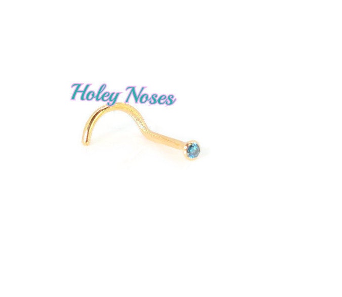 18 Karat Gelbgold 1Pt | 0, 01Ct Blau Diamant Nasenstecker Nasenstift Nasenring Nasenschraube Nasenknochen Für Sie Persönlich Handgefertigt von HoleyNoses