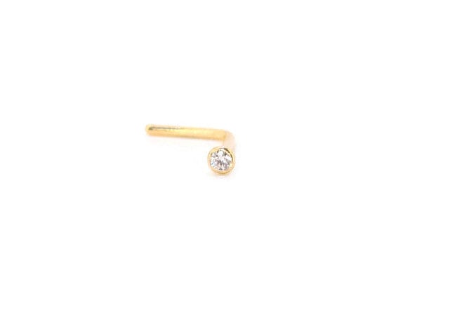 18 Karat Gelbgold 1Pt | 0, 01Ct Diamant Maßanfertigung Handgefertigtes Echtgold Nasenstecker Nasenstift Nasenring Nasenschraube Nasenknochen von HoleyNoses