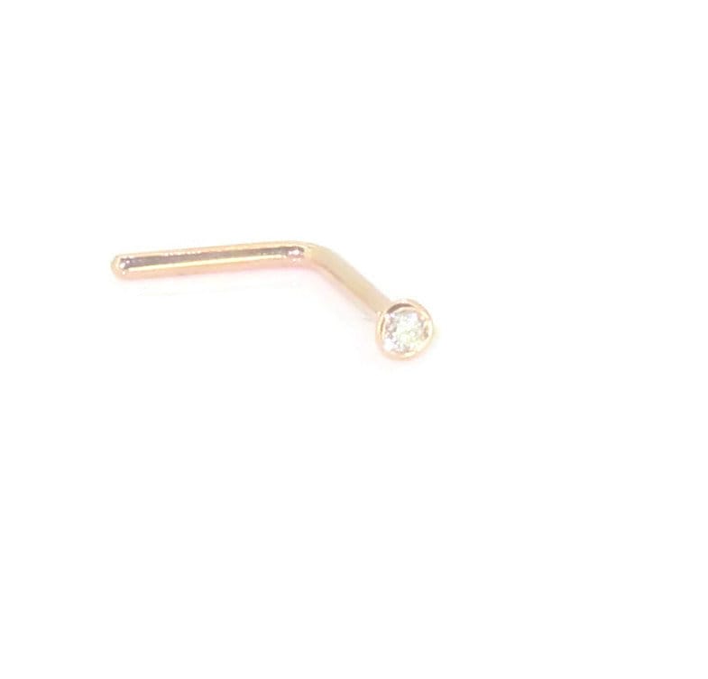 18 Karat Rose Gold 1Pt | 0, 01 Karat Diamant Nasenstecker Handgefertigtes Echtes Nasenstift Nasenring Nasenschraube Nase Knochen Ringstift von HoleyNoses