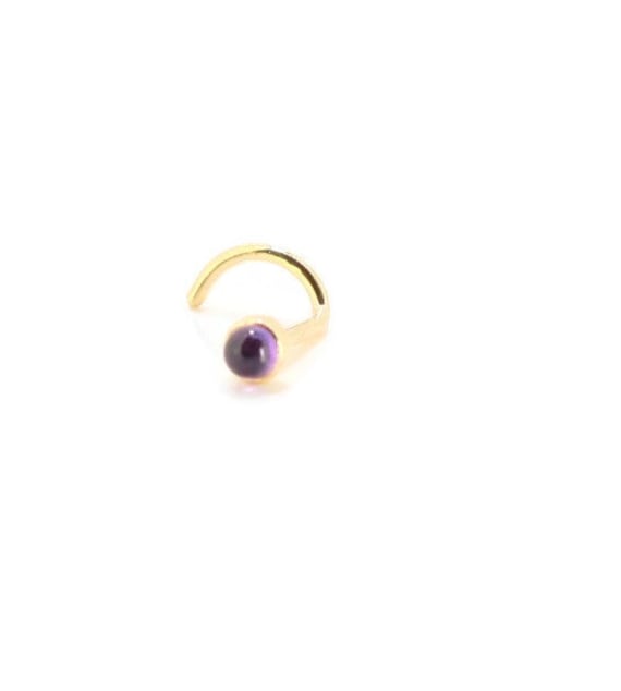 18Ct Gold Amethyst 2mm Cabachon Natur Edelstein Nasenstecker Nasenring Nasennadel Handgemacht Echte Ohrringe Tragus Bar Body Schmuck Echt von HoleyNoses