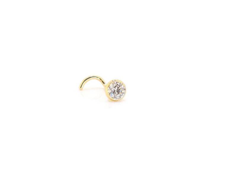 18Kt Gelbgold 0, 18Ct Diamant Nasenstecker Handgemachter Nasenring Nasenstift Körperschmuck Funkelnder Weiß Und Hell Groß Atemberaubend von HoleyNoses