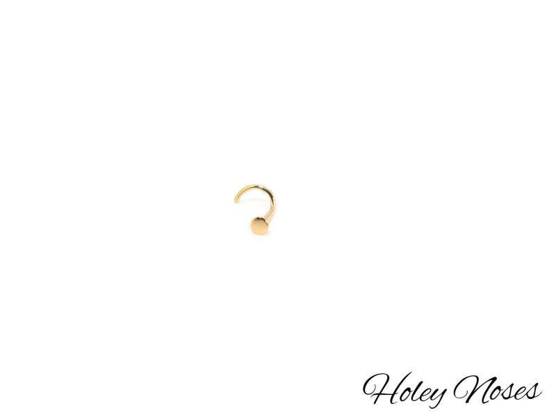 2, 5 Mm Flach Yg 18Ct Gelbgold Mittlere Größe Flache Spitze Nase Stud Ring Pin Runde Glatte von HoleyNoses