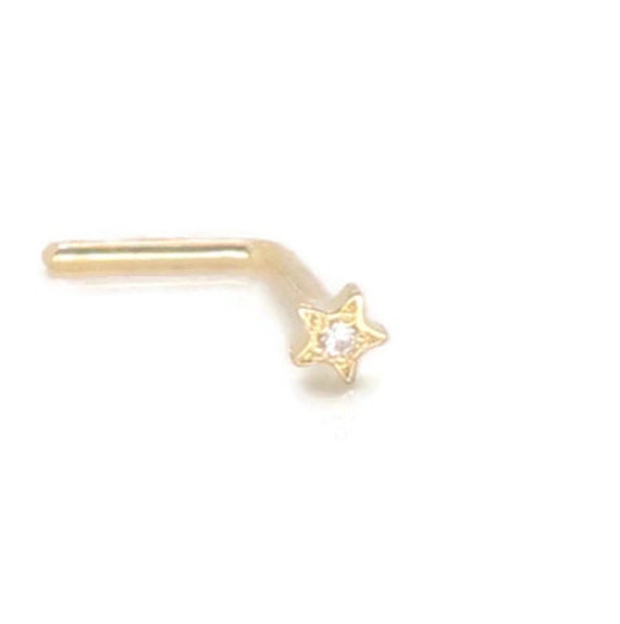 Handgefertigter Echter Gold Nasenstecker - 18 Karat Gelbgold Stern Ring Stift Knochen Cubic Zirkonia von HoleyNoses