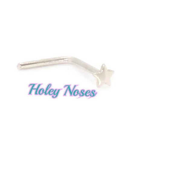 Star Wg Handgemachte Echte 18Ct Weißgold Stern Nase Stud Stift Knochen - Petite Und Elegant von HoleyNoses