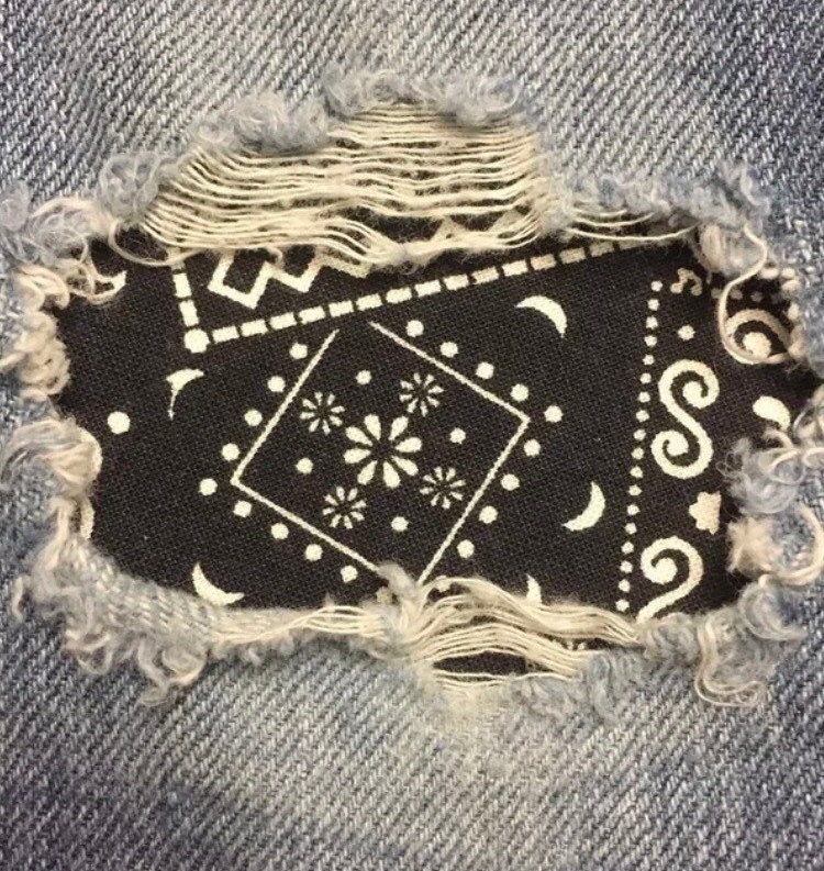 Bandana Stoff "Peek A Boo" Jeans Patches Super Starkes Aufbügler - Von Holey | Verschiedene Größen Und Farben" von HoleyPatches