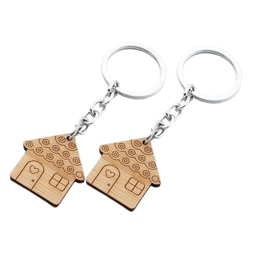 Holibanna 2stücke Holz Haus Schlüsselanhänger Decor Schlüsselringe Auto Schlüsselanhänger Taschen Anhänger von Holibanna