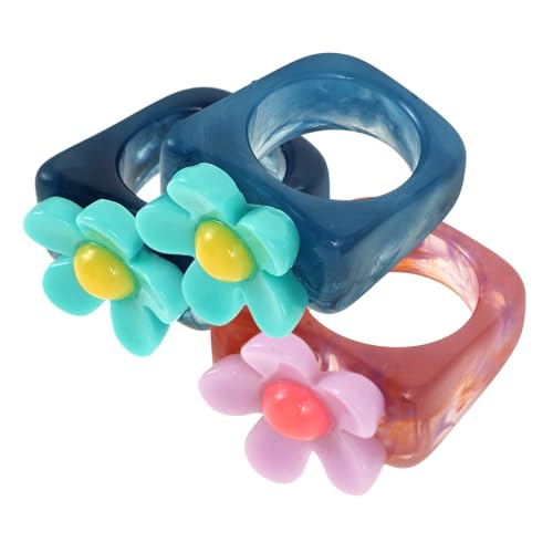 3Pcs Acryl Harz Ring Chunky Ringe Y2k Stil Stapelbar Joint Finger Schmuck für Frauen Mädchen Kinder von Holibanna