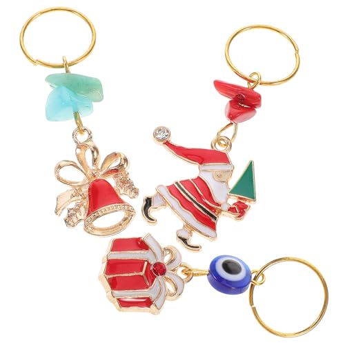 Holibanna 3stücke Teiliges Weihnachts-haaranhänger Dreadlock-ringe Für Schmuckherstellung Santa Claus Glocke Und Geschenkbox Emaille-legierung Vielseitige Xmas-dekorationen Und Charms von Holibanna