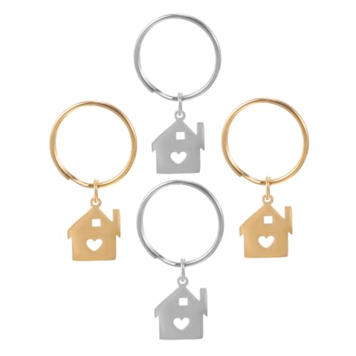 Holibanna 4 Schlüsselanhänger in Hausform Aus Edelstahl Für Taschen Handtaschen Rucksäcke von Holibanna