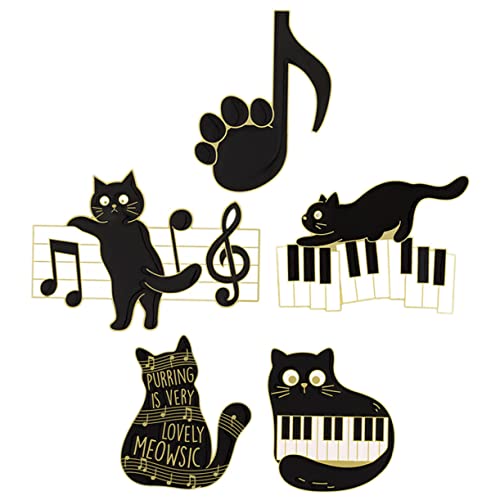 Holibanna 5stücke Katzen-musikbrosche Cartoon-süße Emaille-anstecknadeln Mit Tier-musiknoten Katzen-emaille-brosche Klavierpfoten-anstecknadeln Für Frauen Mädchen Jacken Hüte von Holibanna