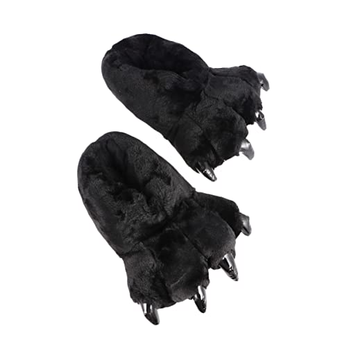 Holibanna 1 Paar Bär Stofftier Klaue Pfote Hausschuhe Niedlichen Plüsch Fuzzy Warme Hausschuhe Kostüm Schuhe Winter Hausschuh (Schwarz Größe 36-43) von Holibanna