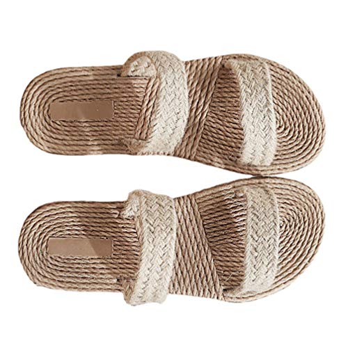 Holibanna 1paar Damen Woven Sandalen Mit Flacher Sohle Bequeme Strand Und Hausschuhe Für Freizeit Garten Und Reisen Leicht Und Einfach Anzuziehen von Holibanna