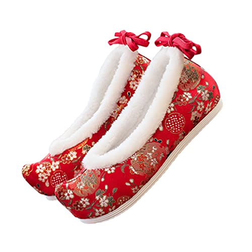 Holibanna 1 Paar Bestickte Stoffschuhe Damenschuhe Im Chinesischen Stil Flache Hanfu-schuhe Mit Verstecktem Absatz von Holibanna