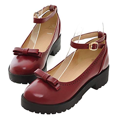 Holibanna 1 Paar Damensandalen Mit Hohem Absatz Plateau-Mary-Schuhe Schuhe Mit Runder Spitze Mary Flats Mit Knöchelriemen Bügelniete Mary-Plateau-Heels Vamp Dicker Boden Schnürschuhe von Holibanna