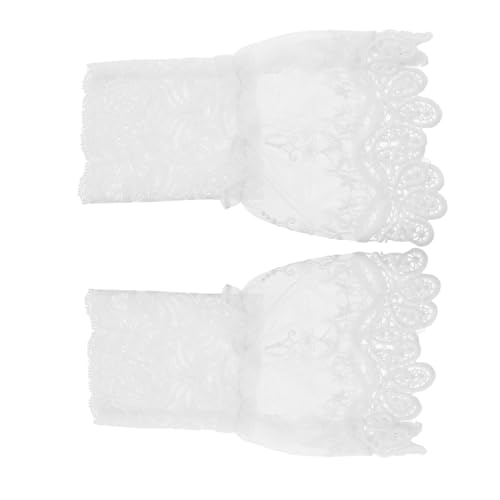 Holibanna 1 Paar Falsche Ärmel Aus Spitze Falscher Ärmel Gefälschte Spitzenmanschette Spitzenfrauenmanschette Gekräuselte Falsche Manschette Spitze Frauen Gefälschte Manschette Weiß Chiffon von Holibanna