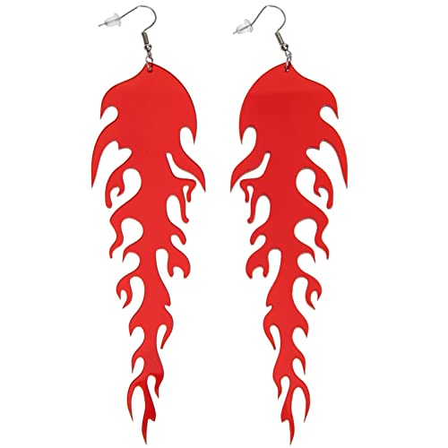 Holibanna Flamme Feuer Ohrringe Acryl Flamme WeihnachtenBaumeln Ohrringe Punk Stil Schmuck Ohrringe Hip Hop Ohrringe Für Frauen Mädchen Rot von Holibanna