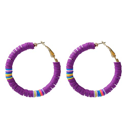 Holibanna 1 Paar Geometrische Ohrringe Aus Ton Strandschmuck Einfaches Ohr Schmuck Aus Frauen Ohrringe Schmuck Geschenk Disc-ohrringe Creolen Polymer-ton Weiche Keramik Violett Runden von Holibanna