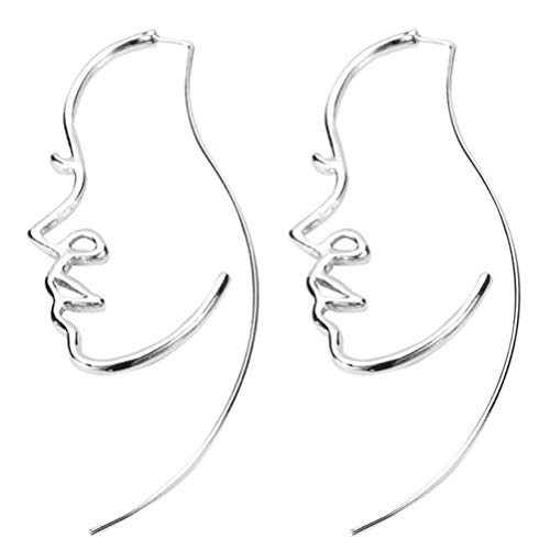 Holibanna 1 Paar Gesicht Abstrakte Ohrringe Unregelmäßige Geometrische Hoop Erklärung Ohr Studs Gesicht Ohrringe Ohr Schmuck für Frauen Mädchen Silber von Holibanna