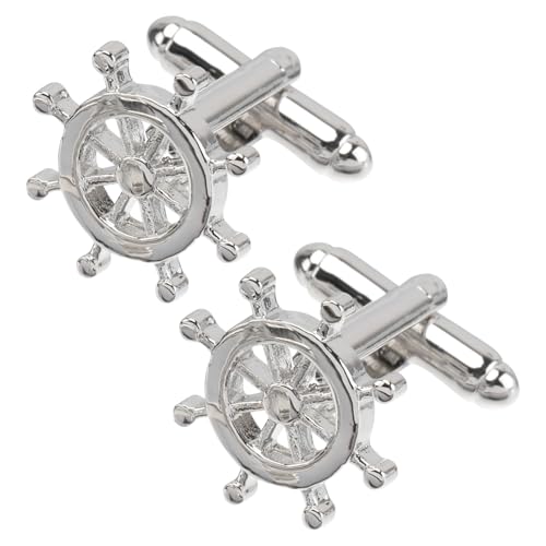 Holibanna 1 Paar Herren Manschettenknöpfe Design Eines Schiffslenkrads Praktische und Stilvolle Cufflinks für Hemden für Formelle und Anlässe Glänzende Verarbeitet von Holibanna