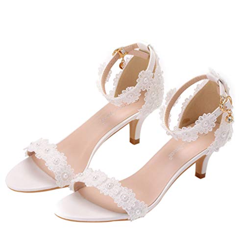 Holibanna 1 Paar Hochzeit Stiletto Sandalen Elegante Braut Schuhe Hochzeit Schuhe (Weiß) von Holibanna